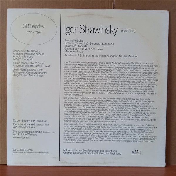MODERNE MEISTERWERKE / G. B. PERGOLESI/ IGOR STRAWINSKY / KOMPONIERT NACH KLASSISCHEN VORLAGEN (1973) - LP 2.EL PLAK
