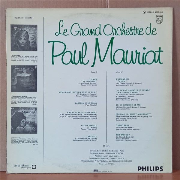 LE GRAND ORCHESTRE DE PAUL MAURIAT – MICHELE (1976) - LP 2.EL YERLİ BASKI PLAK