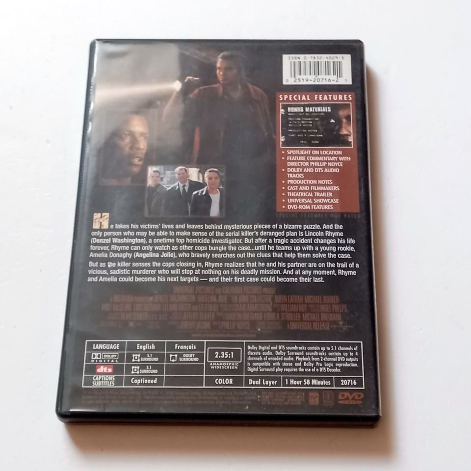 THE BONE COLLECTOR - DENZEL WASHINGTON, ANGELINA JOLIE - YÖN.: PHILLIP NOYCE - DVD 1.BÖLGE TÜRKÇE ALTYAZI YOKTUR 2.EL