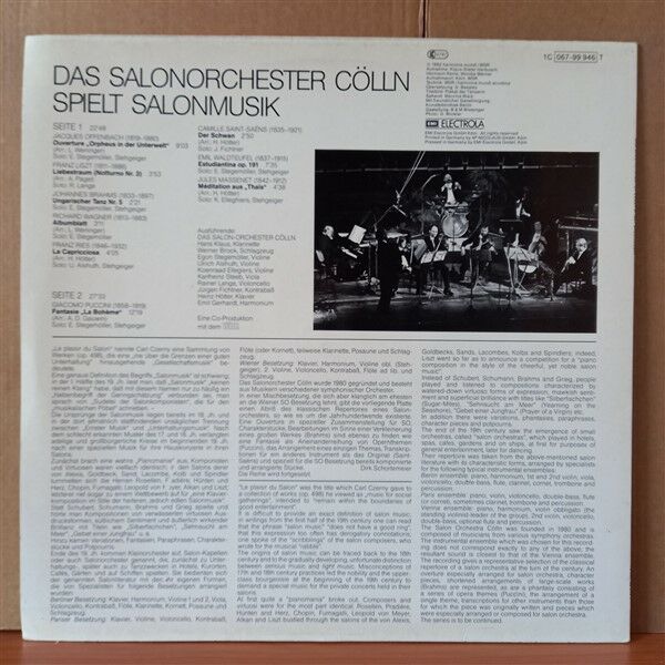 DAS SALONORCHESTER CÖLLN – DAS SALONORCHESTER CÖLLN SPIELT SALONMUSIK (1982) - LP 2.EL PLAK