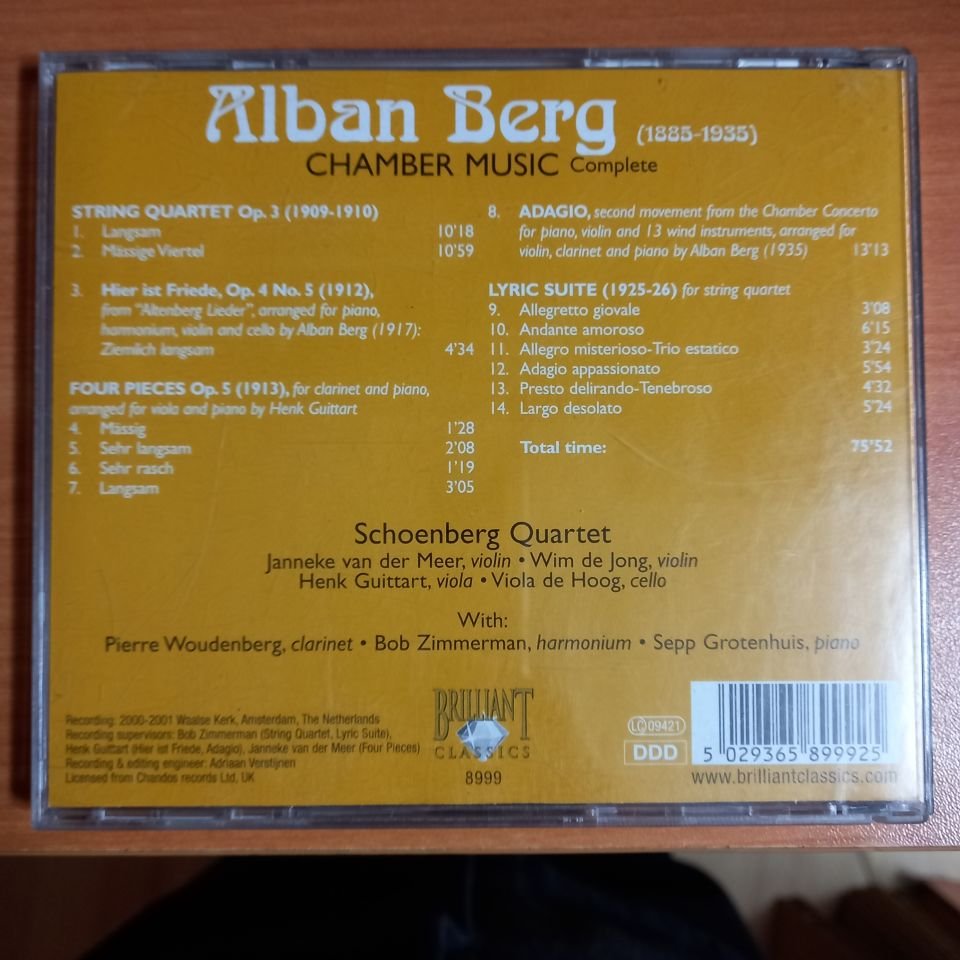 ALBAN BERG - SCHOENBERG QUARTET – CHAMBER MUSIC COMPLETE (2000-2001) - CD 2008 REISSUE 2.EL