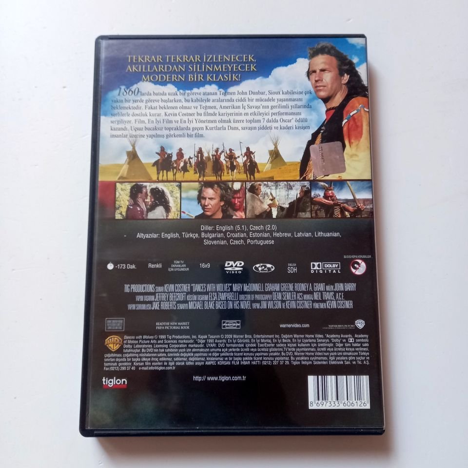 DANCES WITH WOLVES - KURTLARLA DANS - KEVIN COSTNER, MAR MCDONNELL, GRAHAM GREENE, YÖN.: KEVIN COSTNER - DVD 2.EL