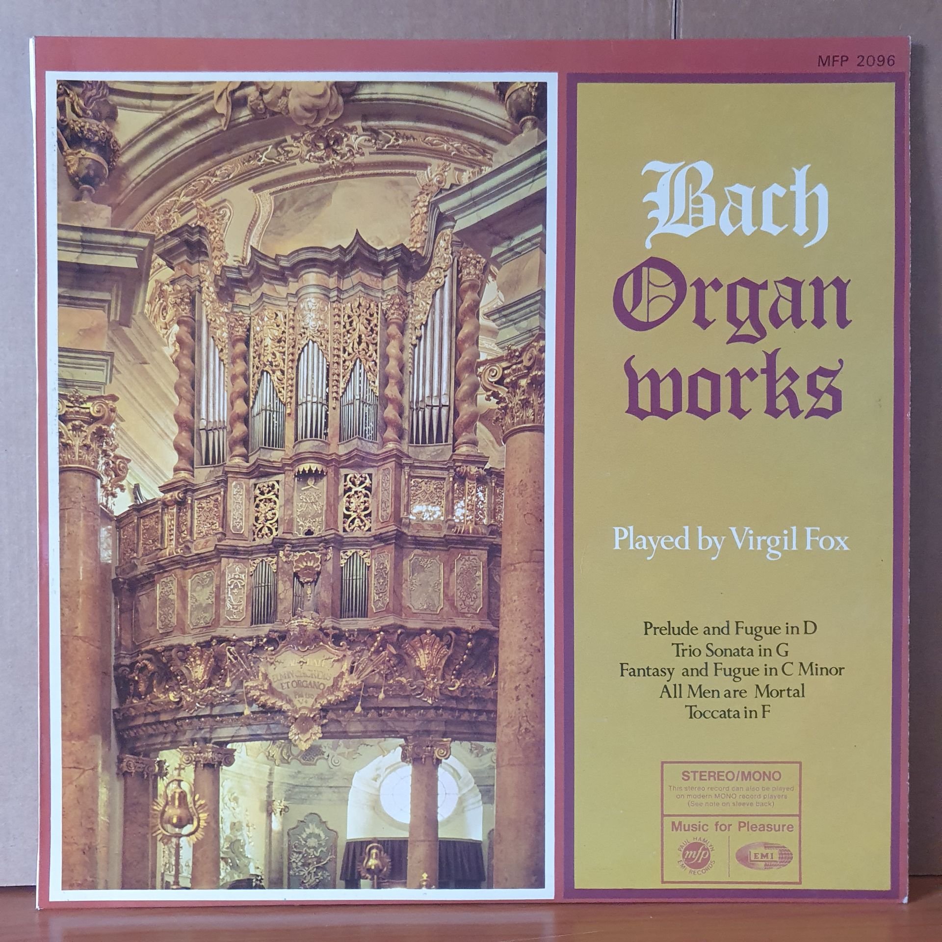 BACH: ORGAN WORKS / PLAYED BY VIRGIL FOX - LP 2.EL PLAK