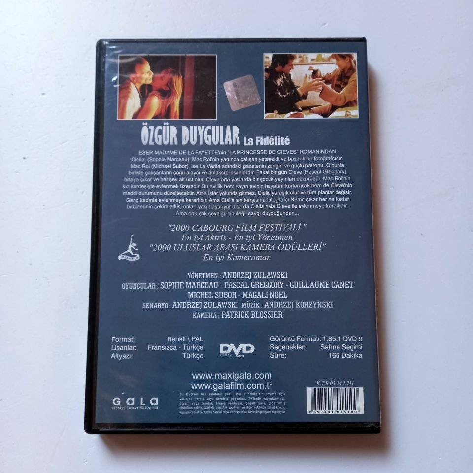 ÖZGÜR DUYGULAR - LA FIDELITE - SOPHIE MARCEAU, PASCAL GREGGORY, GUILLAUME CANET, YÖN.: ANDREJ ZULAWSKI - DVD 2.EL