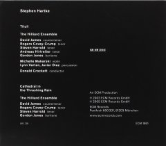 STEPHEN HARTKE - TITULİ (2005) - CD ECM NEW SERIES SIFIR