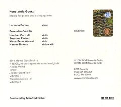 KONSTANTIA GOURZI - MUSIC FOR PIANO & STRING QUARTET (2014) - CD ECM NEW SERIES SIFIR