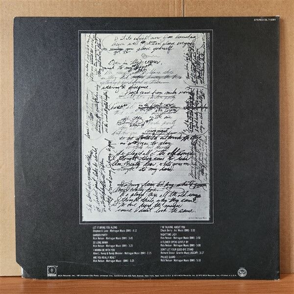 RICK NELSON AND THE STONE CANYON BAND – GARDEN PARTY (1972) - LP 2.EL PLAK