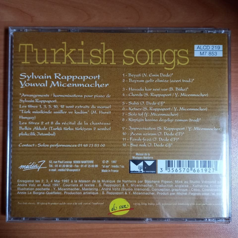 SYLVAIN RAPPAPORT, YOUVAL MICENMACHER – TURKISH SONGS (1997) - CD 2.EL