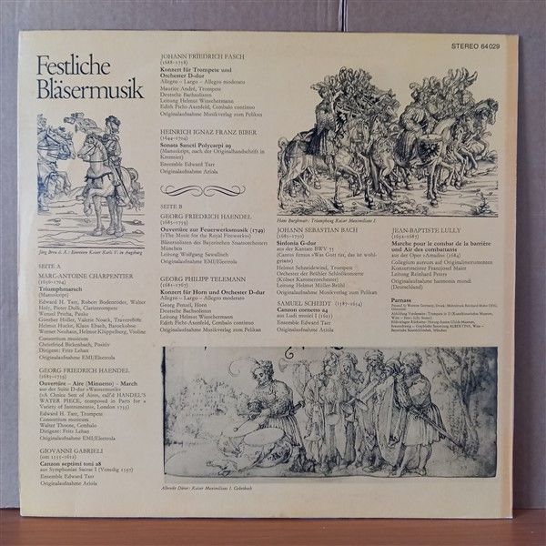 FESTLICHE BLASERMUSIK / MAURICE ANDRE, EDWARD H. TARR, HELMUT SCHNEIDEWIND, ERICH PENZEL (1975) - LP 2.EL PLAK
