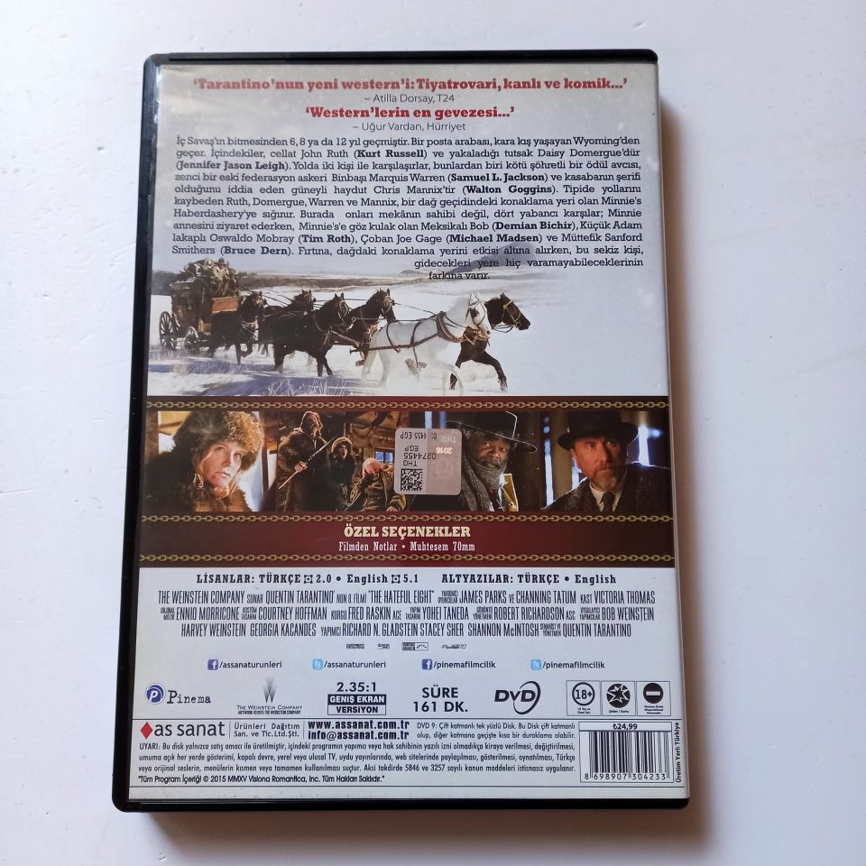 THE HATEFUL EIGHT - SAMUEL L. JACKSON, KURT RUSSELL, JENNIFER JASON LEIGH, YÖN.: QUENTIN TARANTINO - DVD 2.EL TR