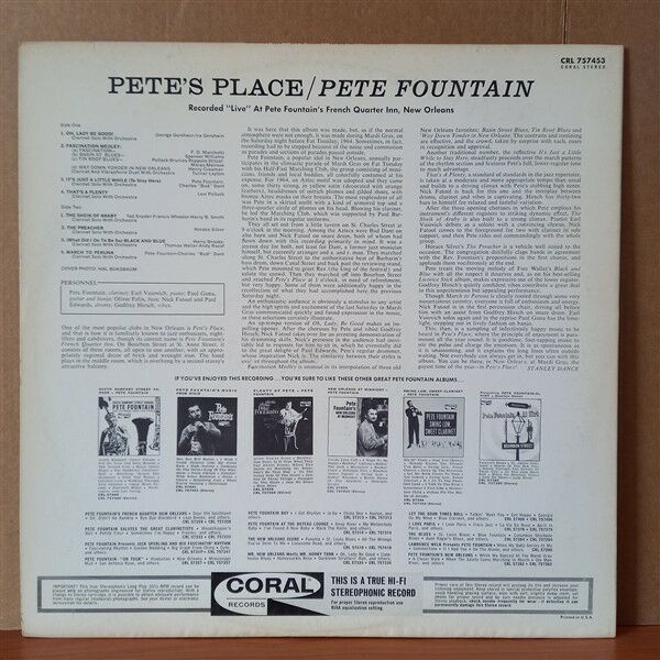 PETE FOUNTAIN – PETE'S PLACE (1964) - LP 2.EL PLAK