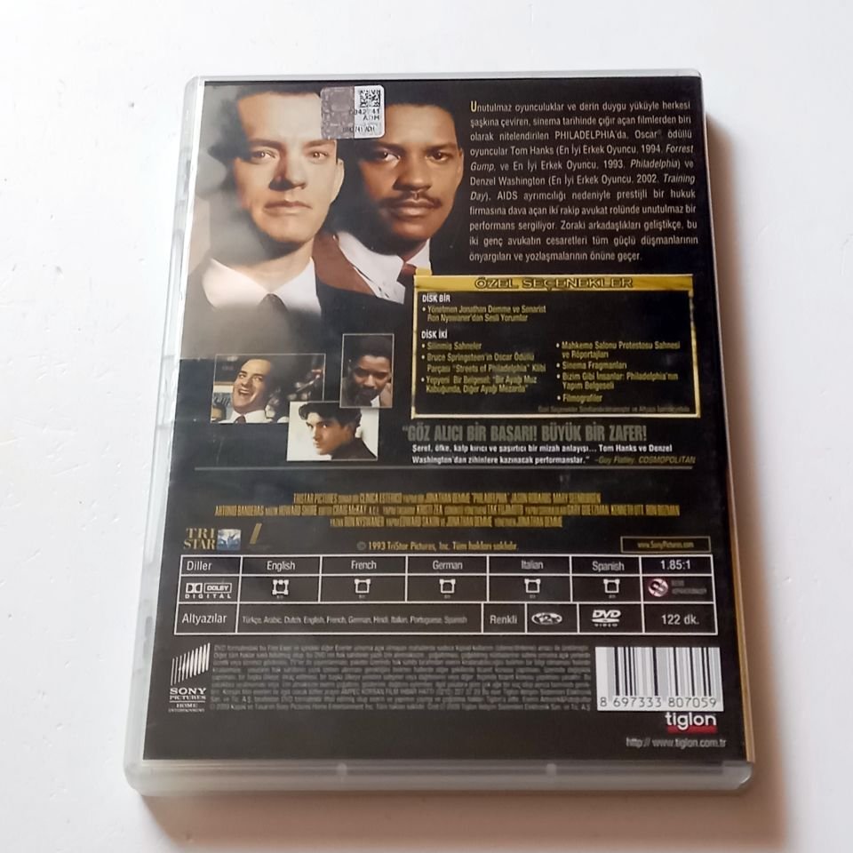 PHILADELPHIA - İKİ DİSKLİ ÖZEL VERSİYON - TOM HANKS, DENZEL WASHINGTON - YÖN.: JONATHAN DEMME - 2DVD 2.EL