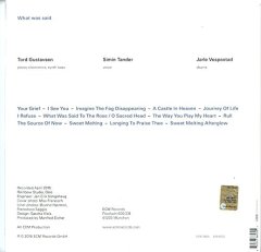 TORD GUSTAVSEN - WHAT WAS SAID (2016) - 2LP 180GR ECM RECORDS SIFIR PLAK