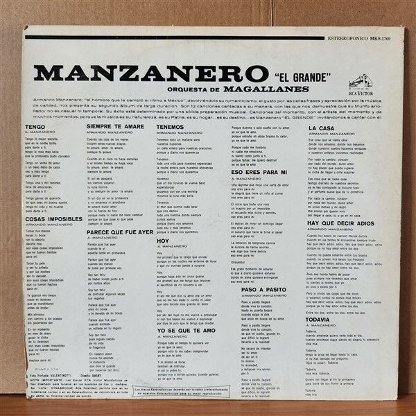 ARMANDO MANZANERO – MANZANERO “EL GRANDE” VOLUMEN II (1967) - LP 2.EL PLAK