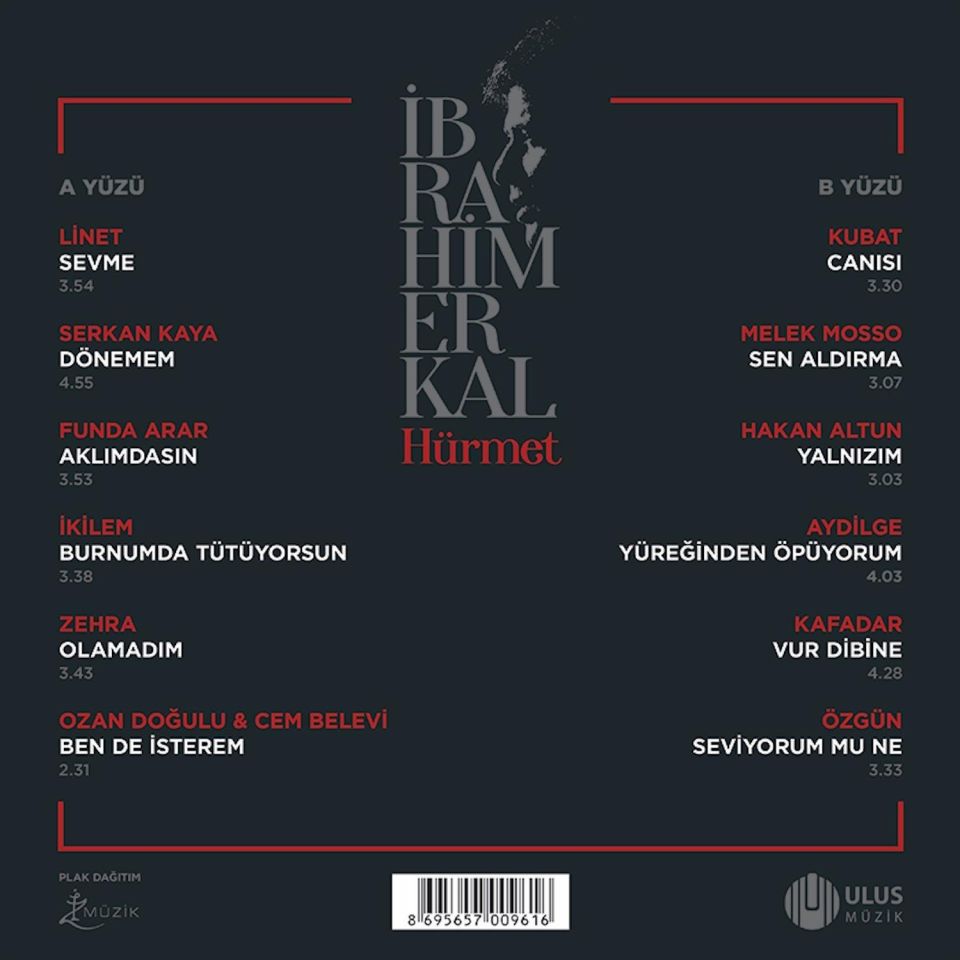 İBRAHİM ERKAL SAYGI ALBÜMÜ - HÜRMET VOL 1 / LİNET FUNDA ARAR KUBAT AYDİLGE MELEK MOSSO HAKAN ALTUN ... (2024) - LP 180GR GATEFOLD KIRMIZI RENKLİ SIFIR PLAK