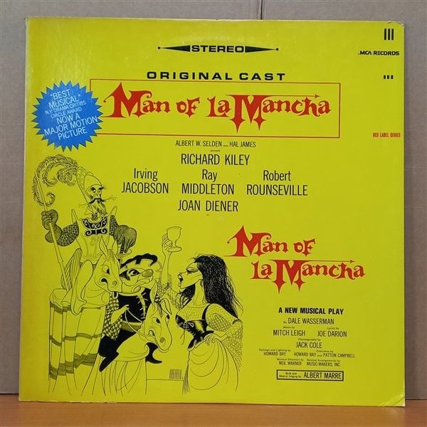 MAN OF LA MANCHA / ORIGINAL CAST / ALBERT W. SELDEN AND HAL JAMES PRESENT RICHARD KILEY, IRVING JACOBSON, RAY MIDDLETON, ROBERT ROUNSEVILLE, JOAN DIENER (1973) - LP 2. EL PLAK