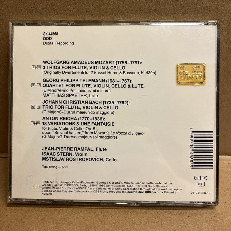 JEAN-PIERRE RAMPAL, ISAAC STERN, MSTISLAV ROSTROPOVICH – MOZART • TELEMANN • J.C. BACH • REICHA (1990) - CD 2.EL