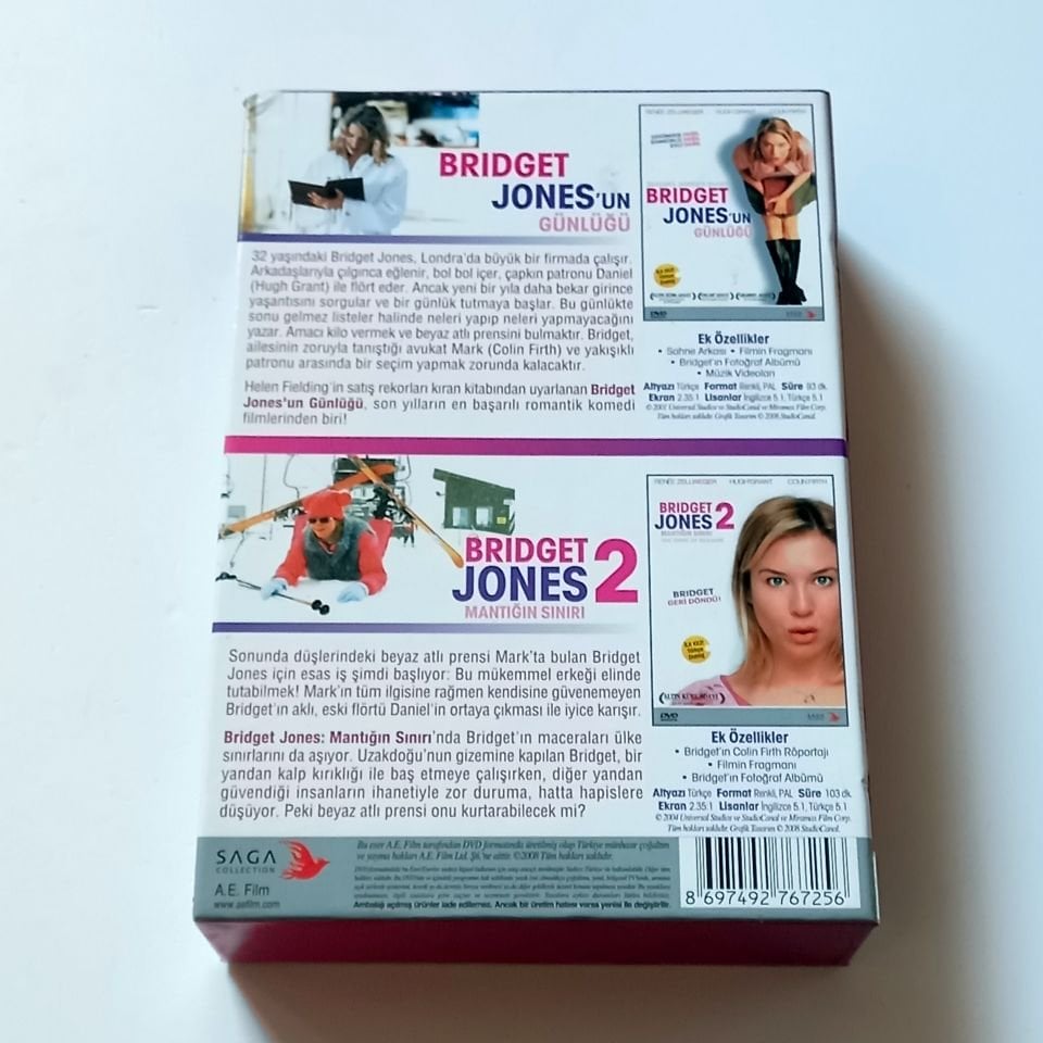 BRIDGET JONES BOX SET: BRIDGET JONES\'UN GÜNLÜĞÜ / BRIDGET JONES 2 MANTIĞIN SINIRI - RENEE ZELWEGER, HUGH GRANT, COLIN FIRTH - 2 DVD + GÜNLÜK DEFTERİ BOX SET 2.EL
