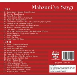 MAHZUNİ'YE SAYGI / BURCU GÜNEŞ, TEOMAN, HAYKO CEPKİN, CEM ADRIAN, KUBAT, AMİL, KORAY AVCI, FUNDA ARAR, NEYSE, AKIN (2017) ARDA MÜZİK 2CD 2.EL