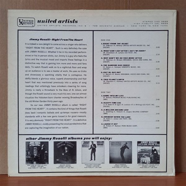 JIMMY ROSELLI – RIGHT FROM THE HEART - LP 2.EL PLAK