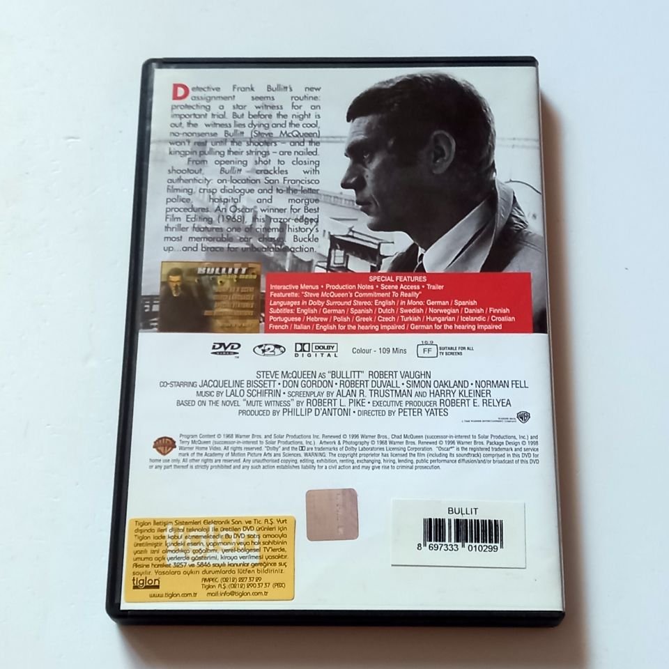 BULLITT - STEVE MCQUEEN, JACQUELINE BISSETT, YÖN.: PETER YATES - DVD 2.EL