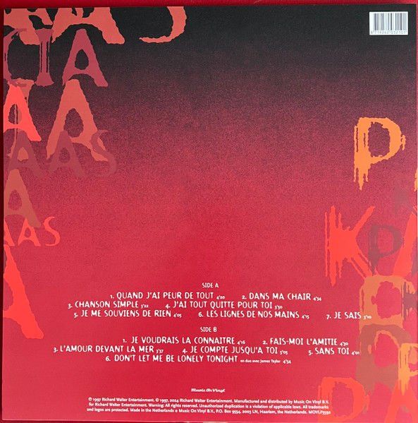 PATRICIA KAAS - DANS MA CHAIR (1997) - LP 2025 LIMITED EDITION NUMBERED 180GR ORANGE COLOURED VINYL SIFIR PLAK