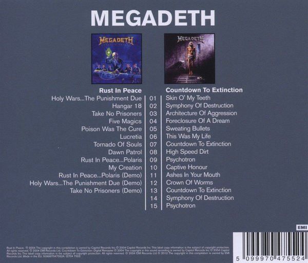 MEGADETH – RUST IN PEACE / COUNTDOWN TO EXTINCTION - 2xCD AMBALAJINDA SIFIR