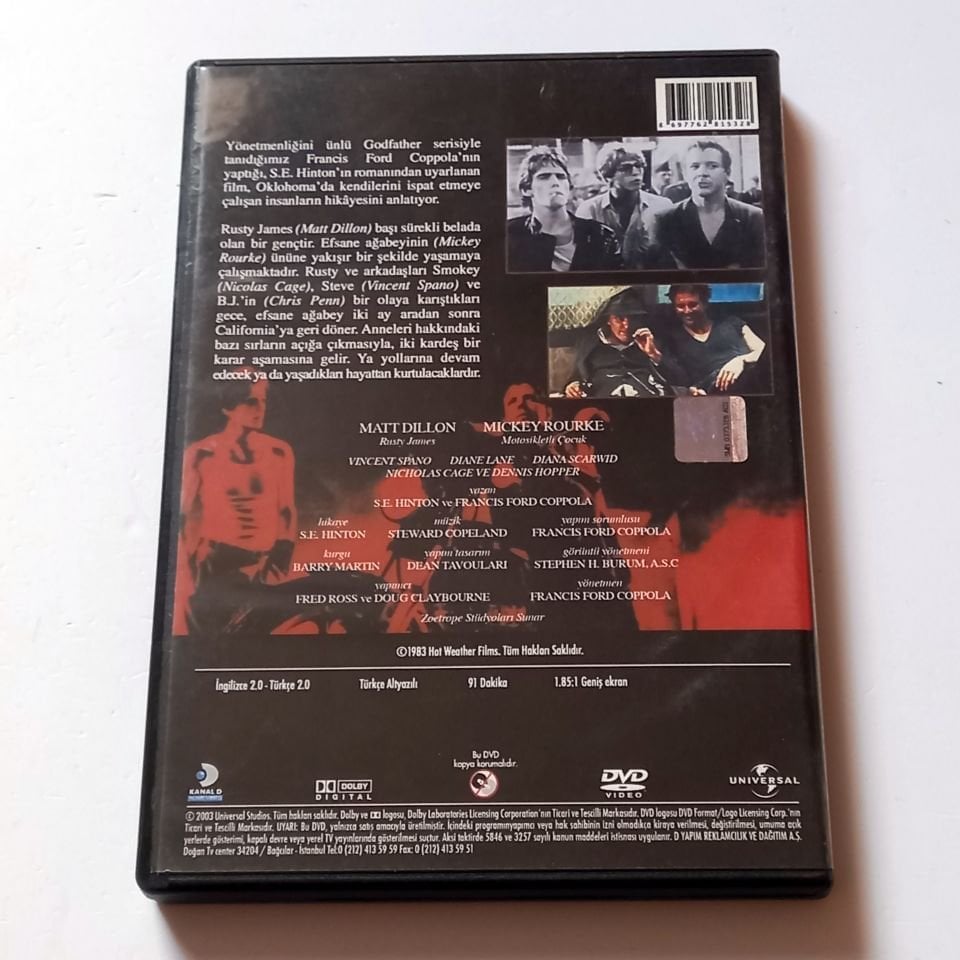 RUMBLE FISH - SİYAM BALIĞI - MATT DILLON, MICKEY ROURKE, YÖN.: FRANCIS FORD COPPOLA - DVD 2.EL