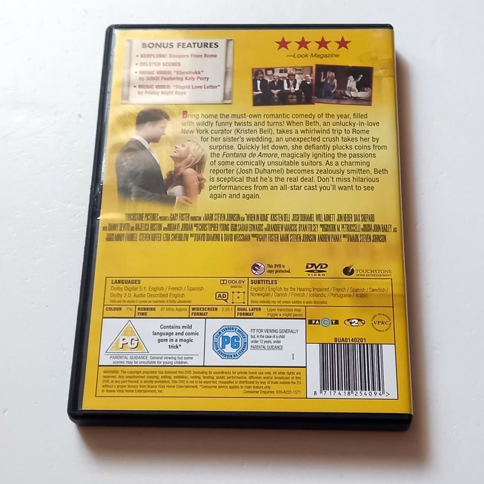 WHEN IN ROME - KRISTEN BELL, JOSH DUHAMEL - YÖN.: MARK STEVEN JOHNSON - DVD 2.BÖLGE TÜRKÇE ALTYAZI YOKTUR 2.EL