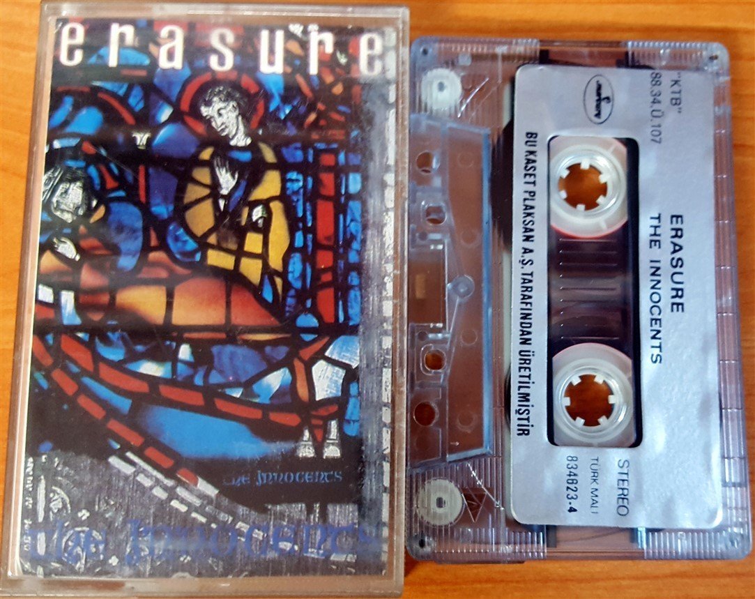 ERASURE - THE INNOCENTS (1988) PLAKSAN CASSETTE MADE IN TURKEY ''USED'' PAPER LABEL