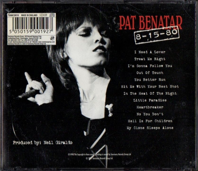 PAT BENATAR – 8/15/80 LIVE (2001) - CD 2.EL