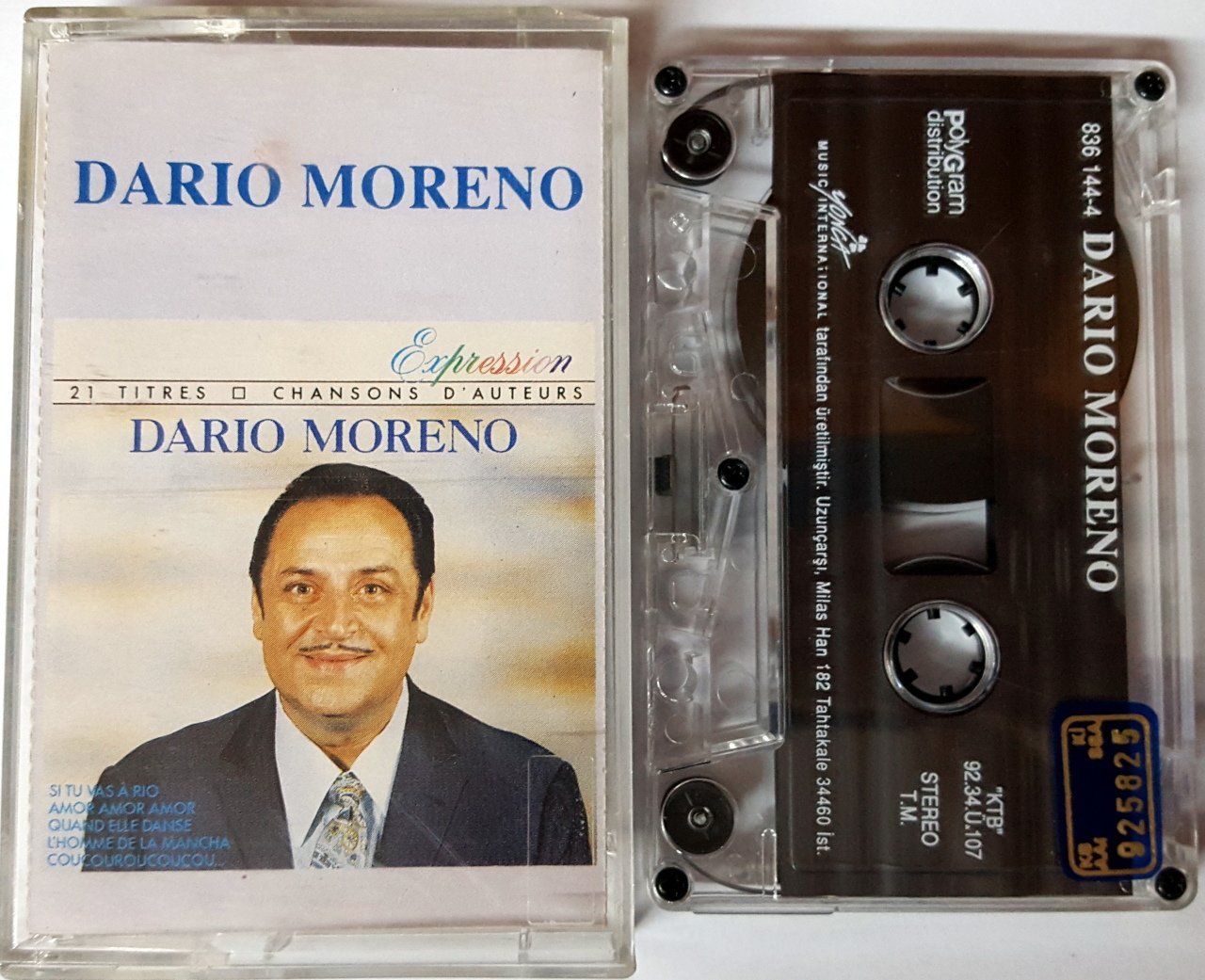 DARIO MORENO - CHANSONS D'AUTEURS (1992) YONCA CASSETTE MADE IN TURKEY ''USED''