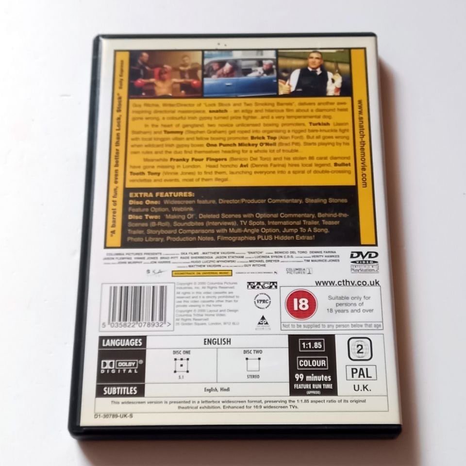 SNATCH - BRAD PITT, BENICIO DEL TORO, JASON STATHAM, YÖN.: GUY RITCHIE - 2 DVD ÖZEL VERSİYON 2.EL TR ALTYAZI YOKTUR