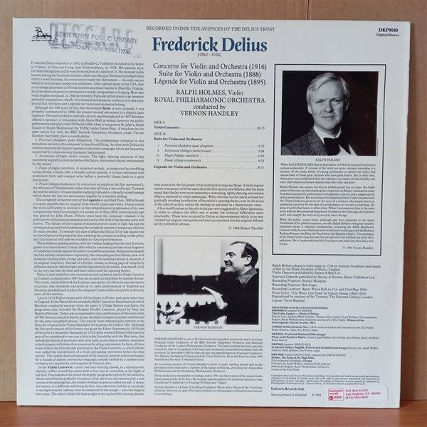 FREDERICK DELIUS - RALPH HOLMES, ROYAL PHILHARMONIC ORCHESTRA, VERNON HANDLEY – VIOLIN CONCERTO / SUITE • LEGENDE (1985) - LP 2.EL PLAK