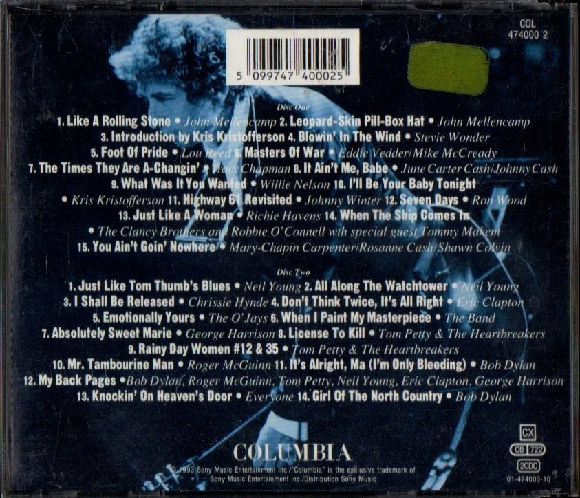 BOB DYLAN (JOHN MELLENCAMP, STEVIE WONDER, LOU REED, GEORGE HARRISON, NEIL YOUNG, TOM PETTY,..) – THE 30TH ANNIVERSARY CONCERT CELEBRATION (1993) - 2CD 2.EL