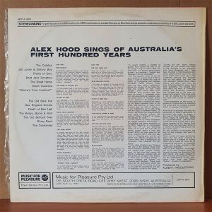 ALEX HOOD - SINGS OF AUSTRALIA'S FIRST HUNDRED YEARS - LP 2.EL PLAK