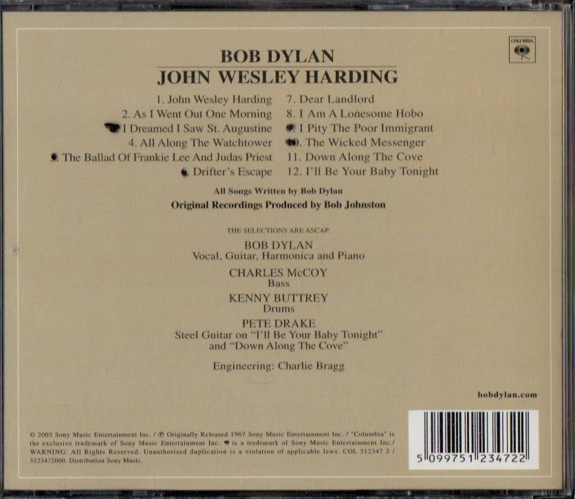 BOB DYLAN – JOHN WESLEY HARDING (1967) - CD 2003 EDITION 2.EL