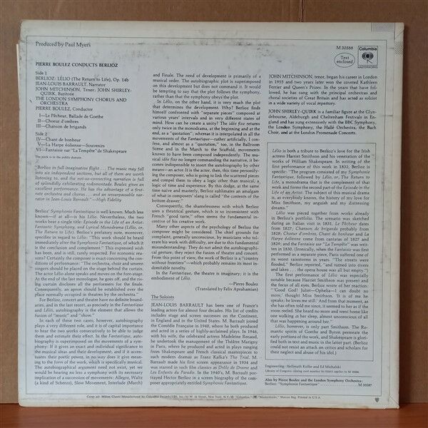 PIERRE BOULEZ CONDUCTS BERLIOZ, JEAN-LOUIS BARRAULT, JOHN MITCHINSON • JOHN SHIRLEY-QUIRK, THE LONDON SYMPHONY CHORUS AND THE LONDON SYMPHONY ORCHESTRA, JOHN ALLDIS – LELIO [THE RETURN TO LIFE] (1971) - LP 2.EL PLAK