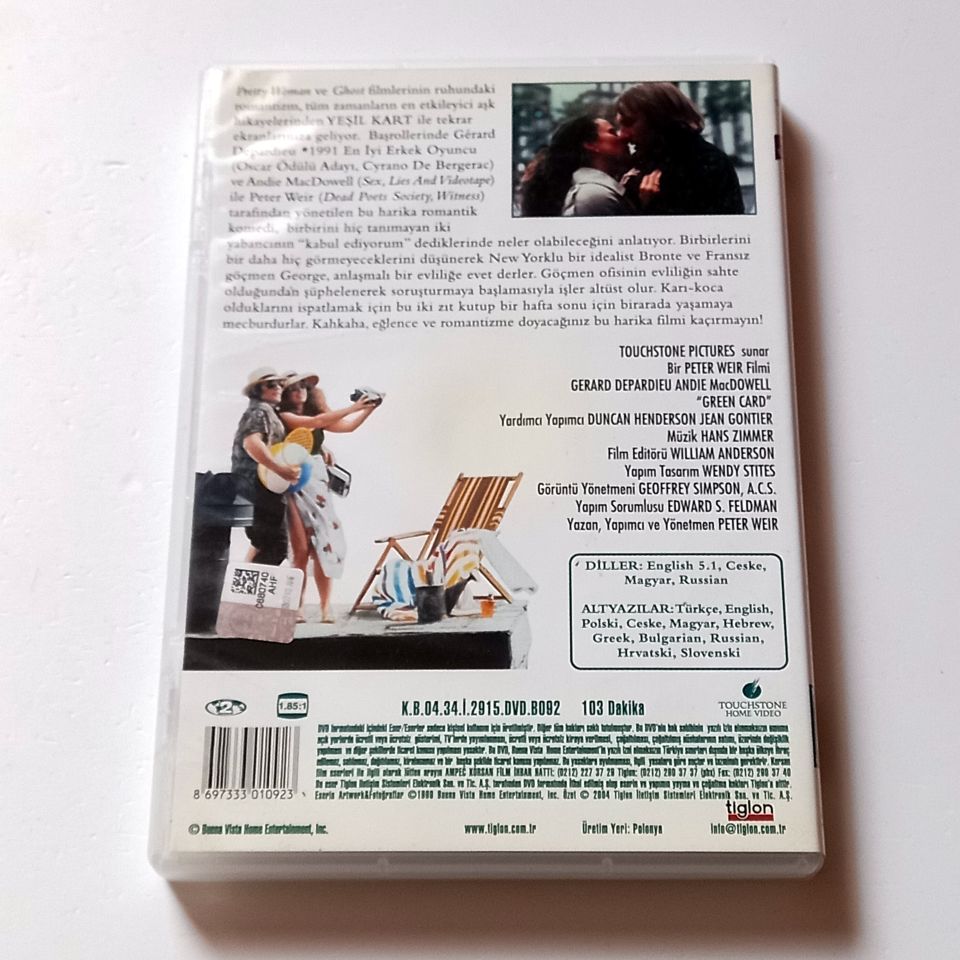 GREEN CARD - YEŞİL KART - GERARD DEPARDIEU, ANDIE MACDOWELL, YÖN.: PETER WEIR - DVD 2.EL