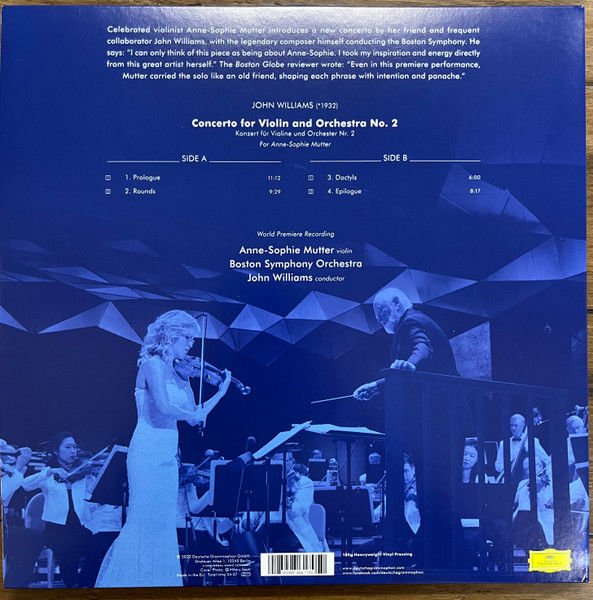 ANNE SOPHIE MUTTER - JOHN WILLIAMS VIOLIN CONCERTO NO 2 BOSTON SYMPHONY (2022) - LP 180GR GATEFOLD SIFIR PLAK