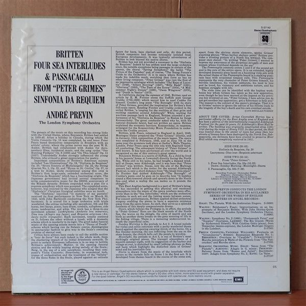 BRITTEN: FOUR SEA INTERLUDES & PASSACAGLIA FROM ''PETER GRIMES'' / SINFONIA DA REQUIEM / ANDRÉ PREVIN, THE LONDON SYMPHONY ORCHESTRA (1976) - LP 2.EL PLAK