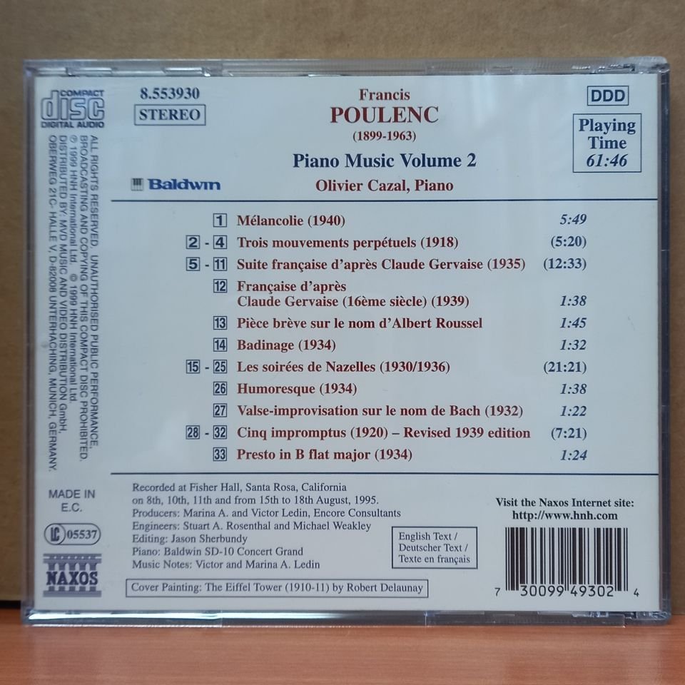 POULENC - OLIVIER CAZAL / PIANO MUSIC VOLUME 2 (1999) - CD 2.EL