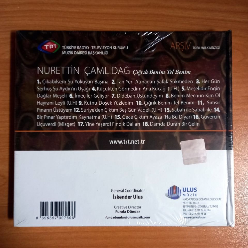 NURETTİN ÇAMLIDAĞ - ÇIĞRIK BENİM TEL BENİM / TÜRK HALK MÜZİĞİ /TRT ARŞİV SERİSİ 169 - CD SIFIR