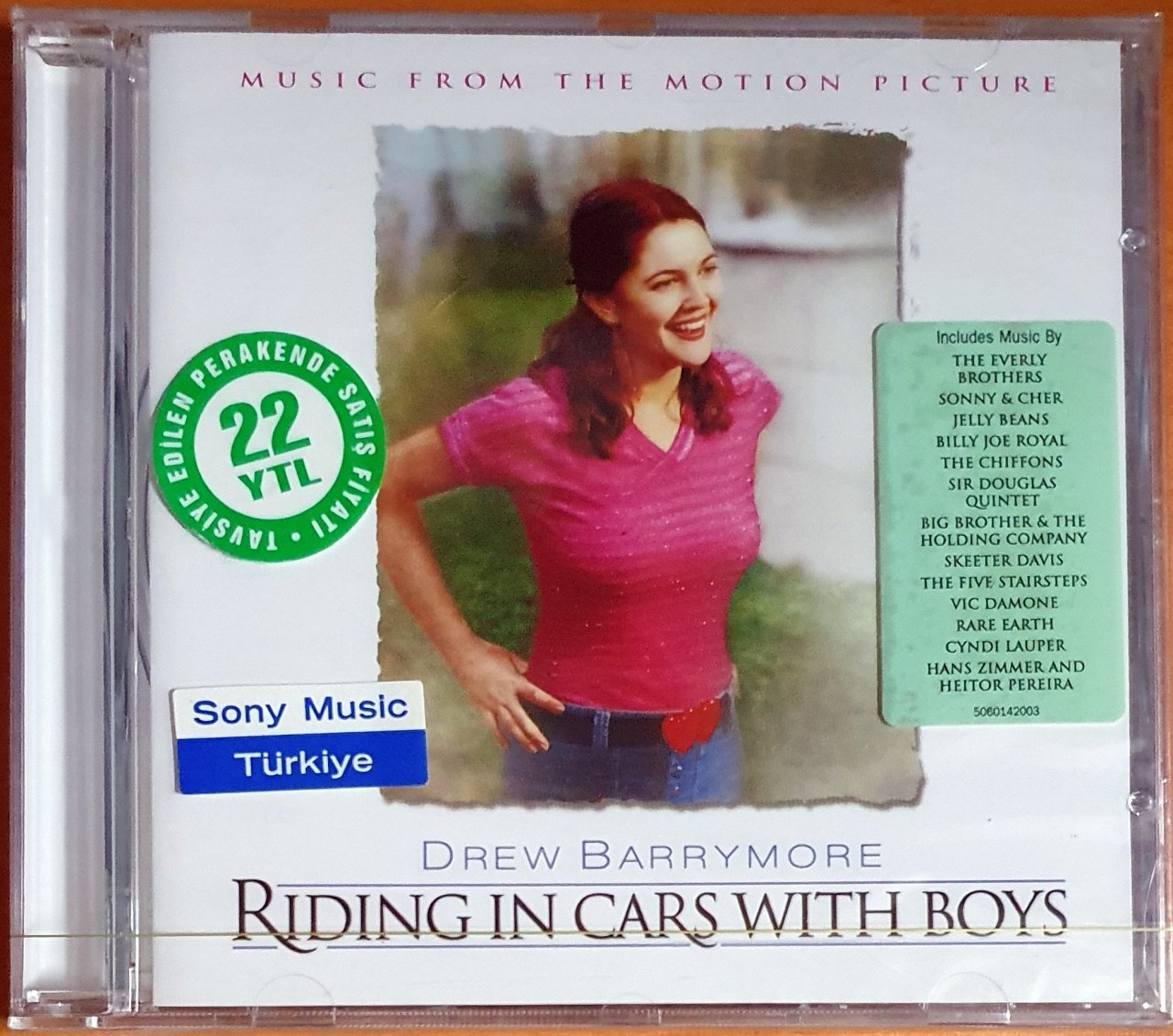RIDING IN CARS WITH BOYS SOUNDTRACK / THE EVERLY BROTHERS, SONNY & CHER, JELLY BEANS, BILLY JOE ROYAL, THE CHIFFONS, SIR DOUGLAS, CYNDI LAUPER, HANS ZIMMER (2001) - CD SIFIR