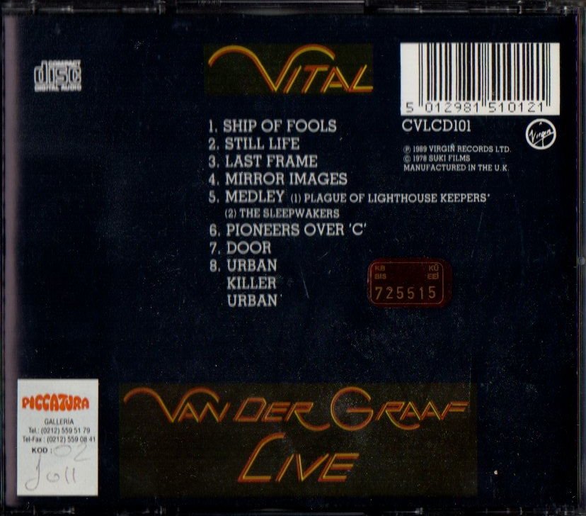 VAN DER GRAAF - VITAL / LIVE (1978) - CD 1989 EDITION 2.EL