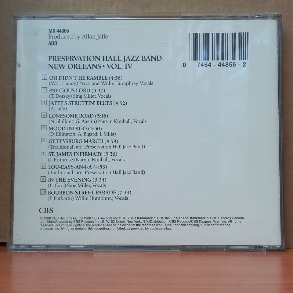 PRESERVATION HALL JAZZ BAND - NEW ORLEANS VOL.IV (1988) - CD 2.EL