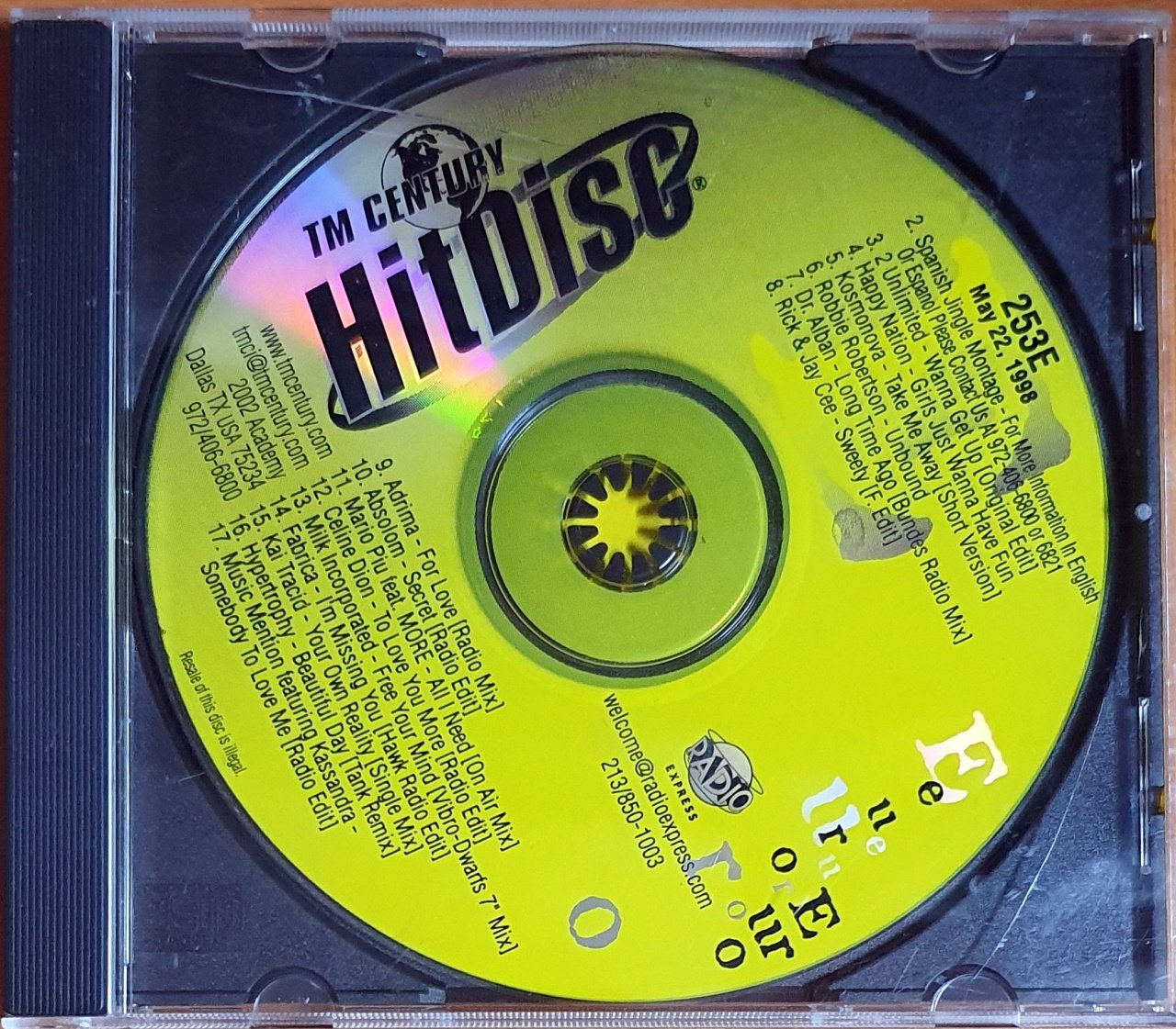 HITDISC 253E / 2 UNLIMITED, DR. ALBAN, CELINE DION - CD TM CENTURY PROMO 2.EL