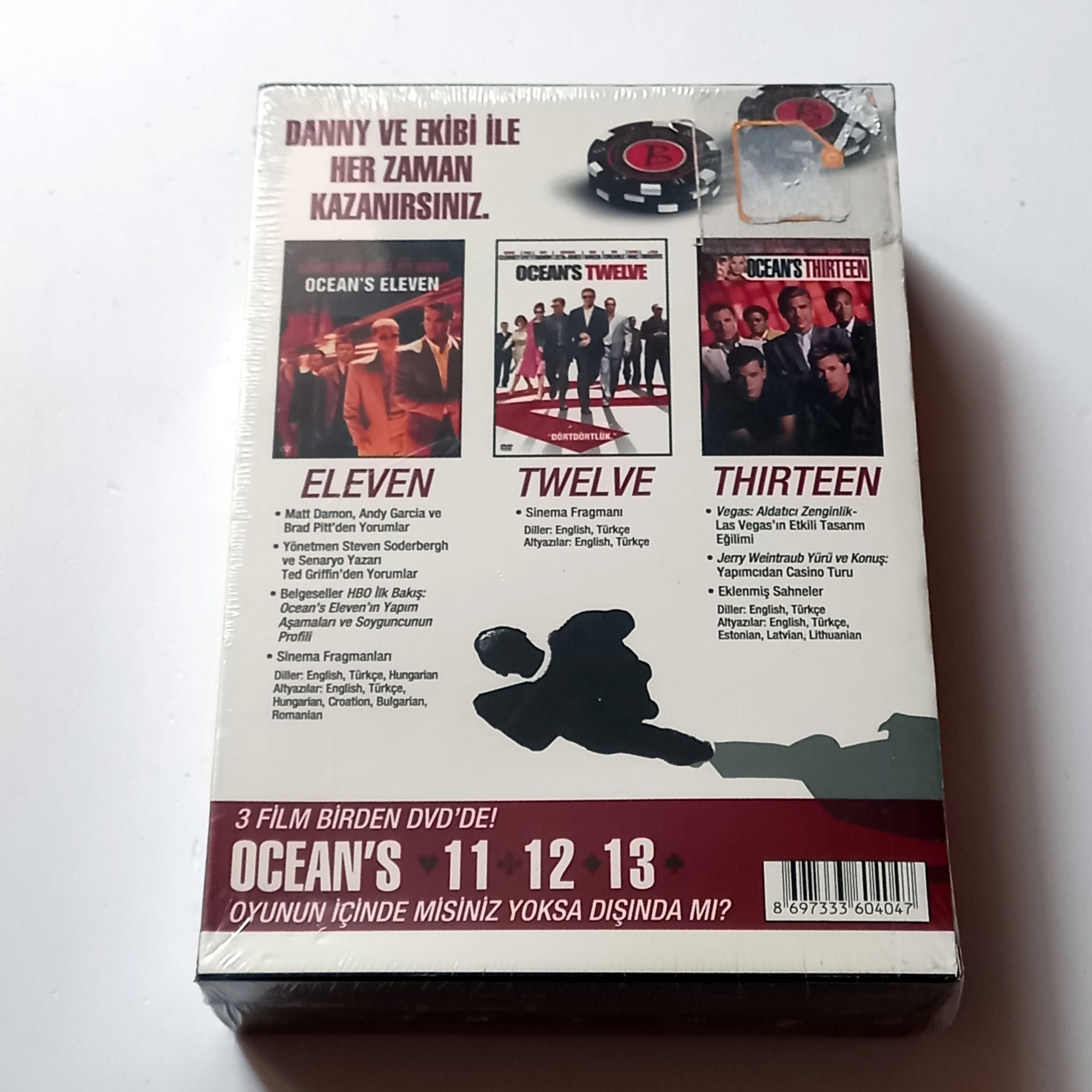 OCEAN\'S 11, 12, 13 - GEORGE CLOONEY, BRAD PITT, JULIA ROBERTS, MATT DAMON, YÖN.: STEVEN SODERBERGH - 3 DVD BOXSET AMBALAJINDA SIFIR