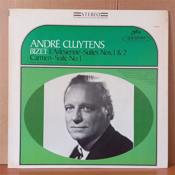 ANDRÉ CLUYTENS, BIZET: L'ARLESIENNE - SUITES NOS.1 & 2 / CARMEN SUITE NO.1 / PARIS CONSERVATOIRE ORCHESTRA - LP 2.EL PLAK