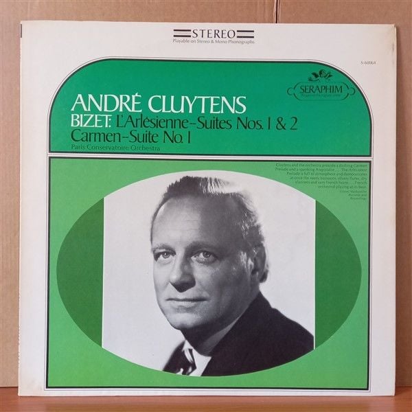 ANDRÉ CLUYTENS, BIZET: L'ARLESIENNE - SUITES NOS.1 & 2 / CARMEN SUITE NO.1 / PARIS CONSERVATOIRE ORCHESTRA - LP 2.EL PLAK